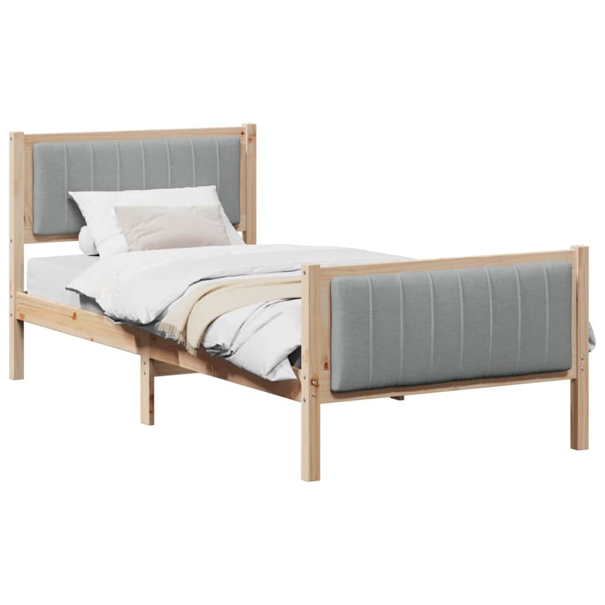 vidaXL Bed frame Brown and light grey 90 x 200 cm Solid pine wood - from vidaXL