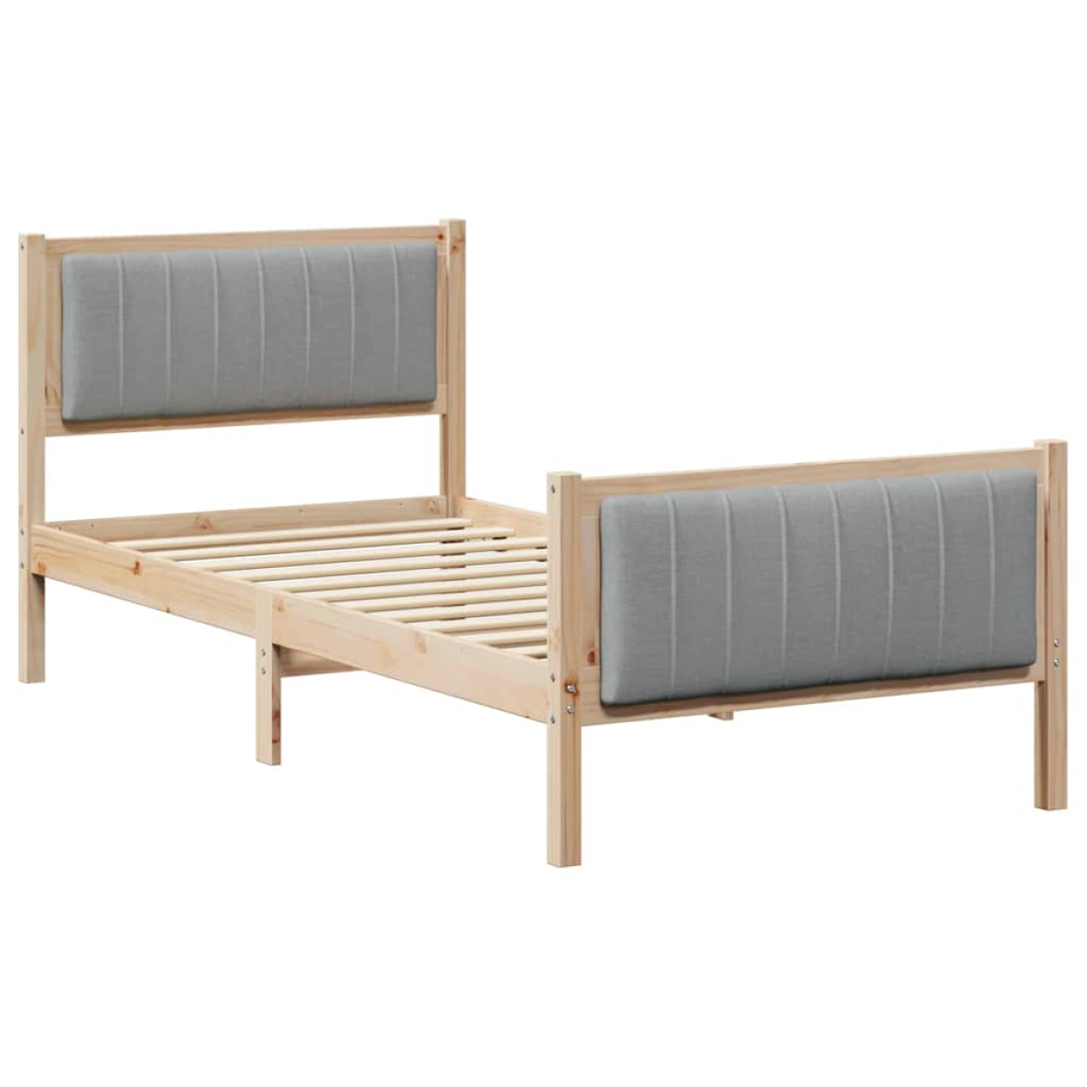 vidaXL Bed frame Brown and light grey 90 x 200 cm Solid pine wood - from vidaXL