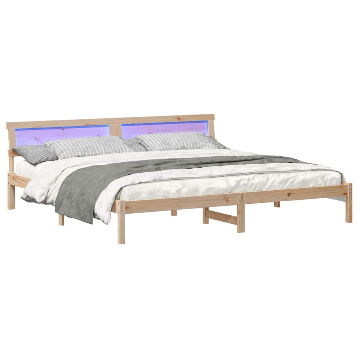 vidaXL Bed Frame with Headboard Brown 180 x 200 cm Solid Pine Wood - from vidaXL