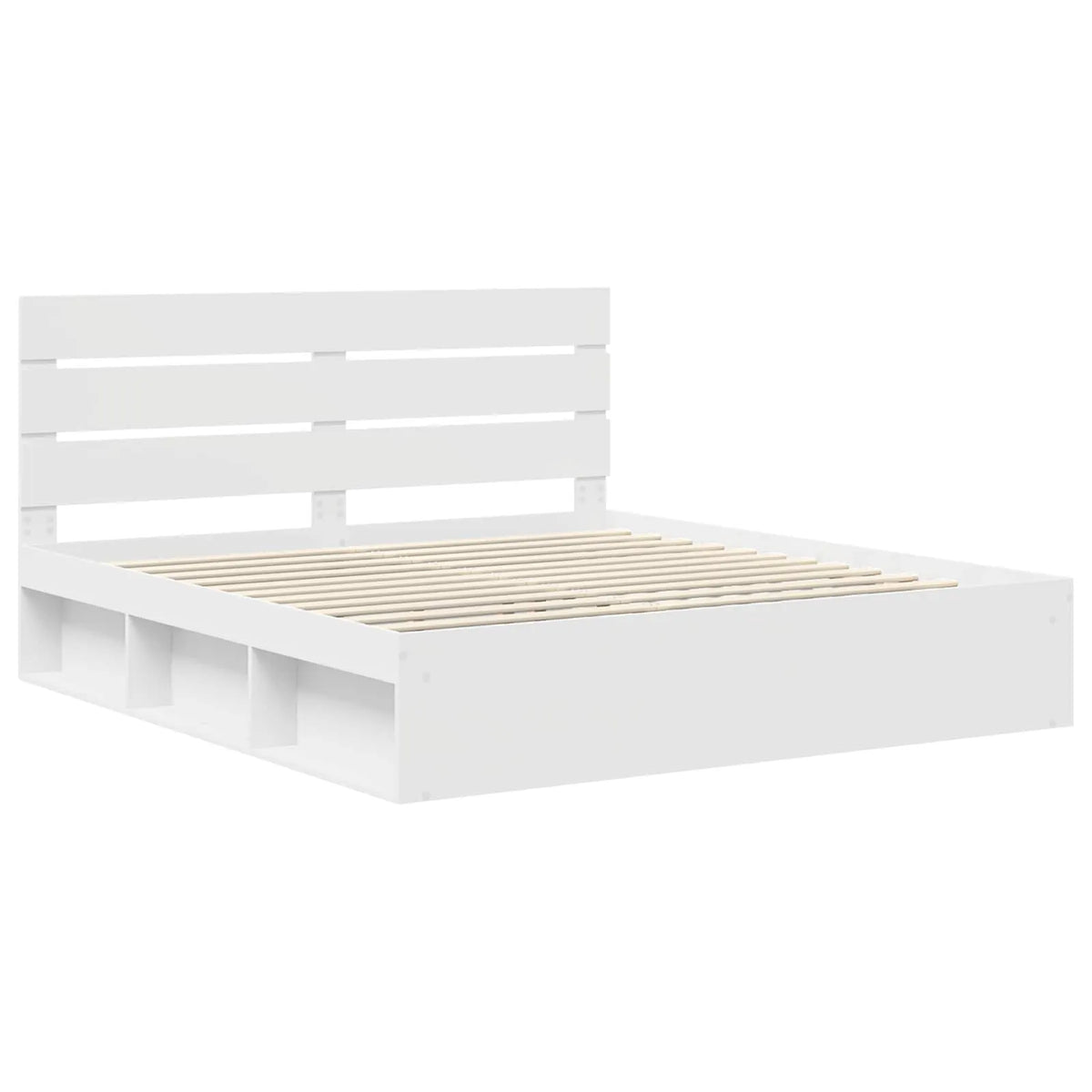 vidaXL Bed Frame with Headboard White 200 x 200 cm Solid Pine Wood - from vidaXL