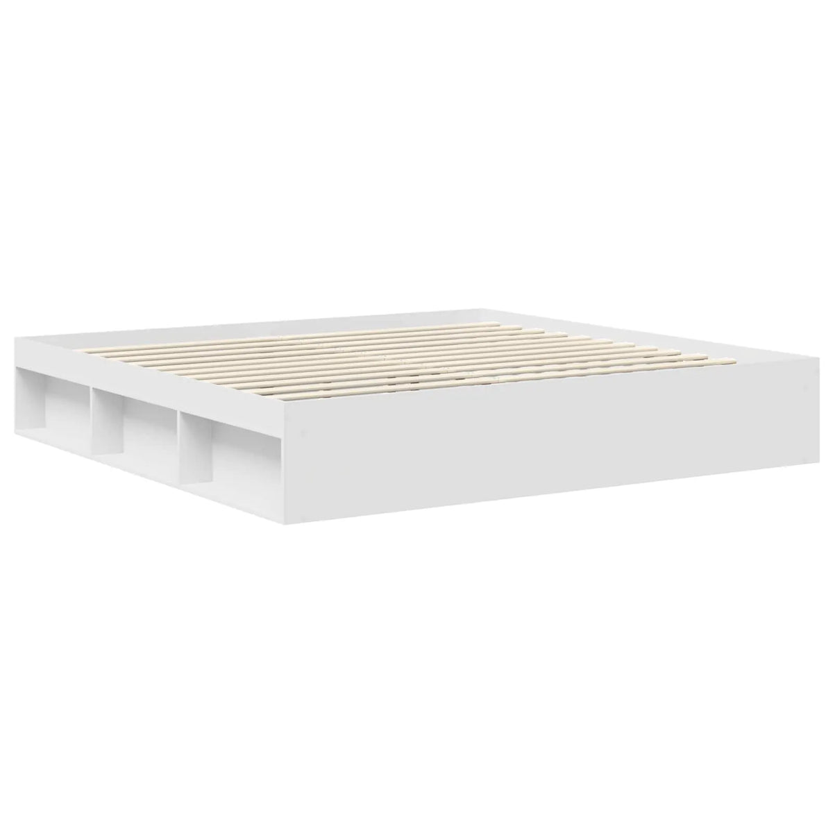 vidaXL Bed Frame with Headboard White 200 x 200 cm Solid Pine Wood - from vidaXL