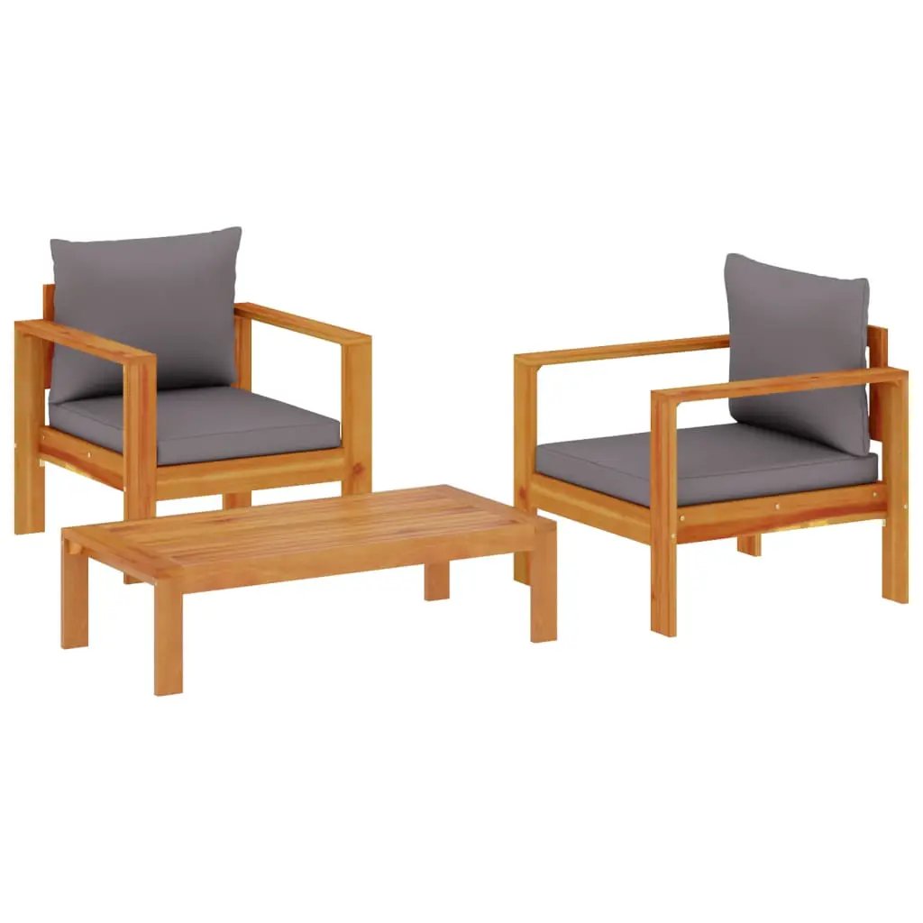 vidaXL vidaXL 3 Piece Garden Sofa Set with Cushions Solid Wood Acacia - Garden Sofa Sets