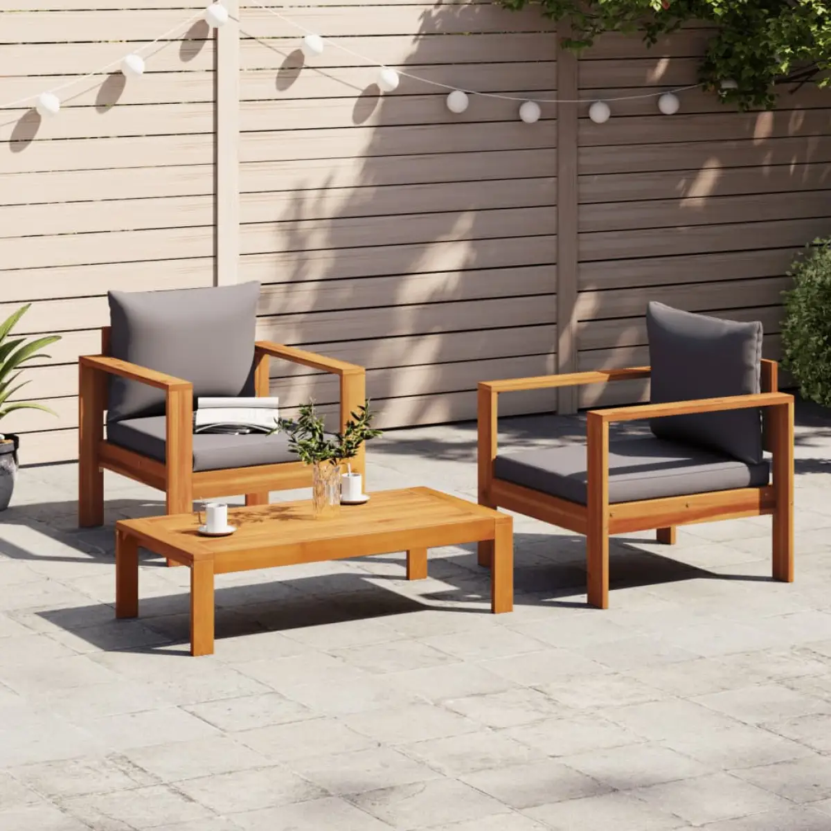 vidaXL vidaXL 3 Piece Garden Sofa Set with Cushions Solid Wood Acacia - Garden Sofa Sets