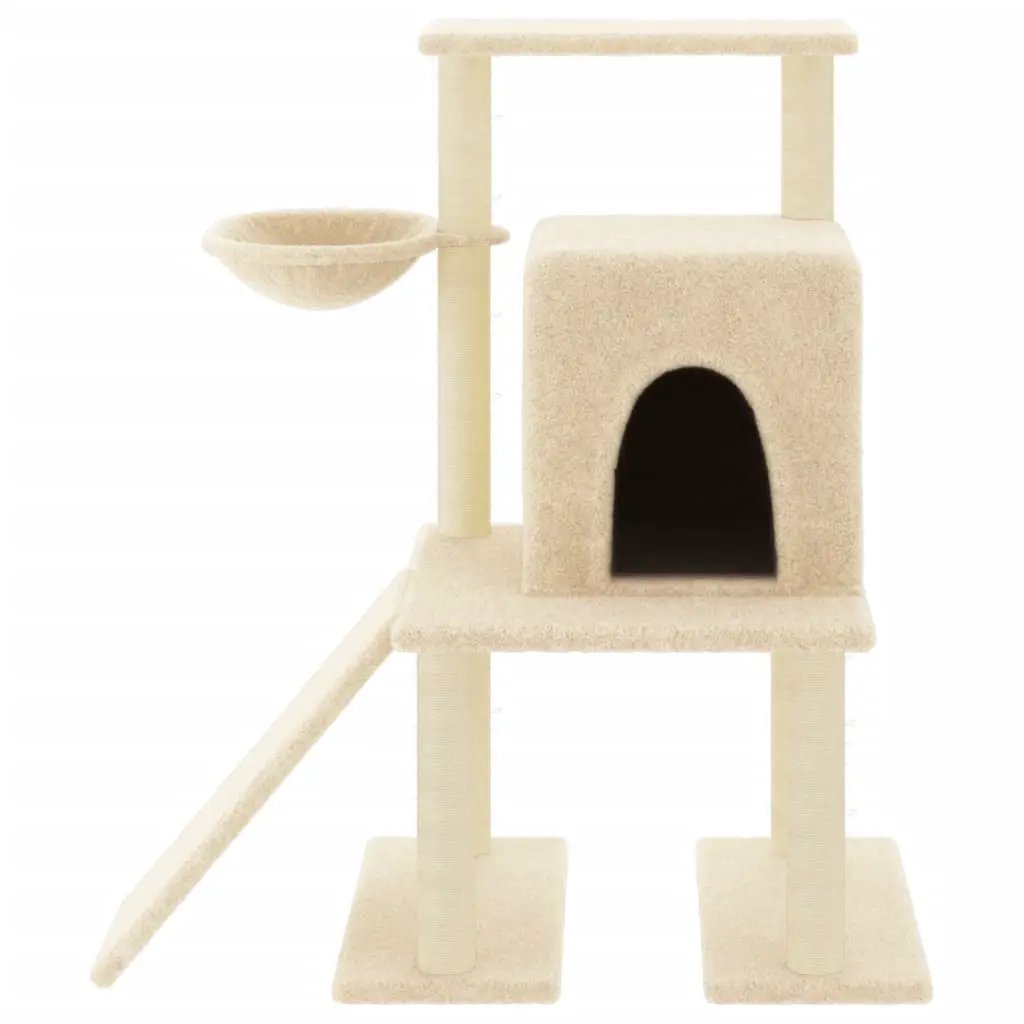 vidaXL vidaXL Cat Tree with Sisal Scratching Posts Cream 96.5 cm - Cat Tree