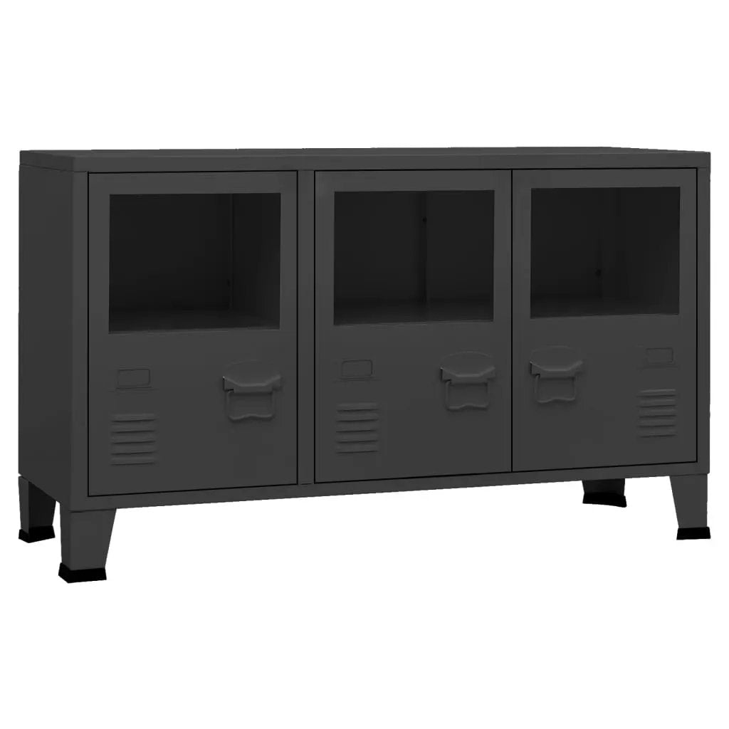 vidaXL vidaXL Industrial Sideboard Black 105x35x62 cm Metal and Glass - Sideboard
