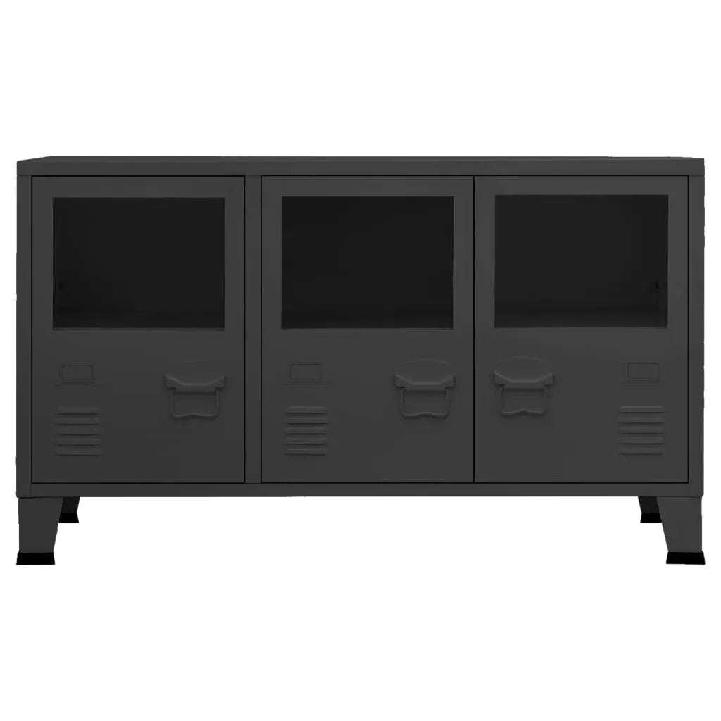 vidaXL vidaXL Industrial Sideboard Black 105x35x62 cm Metal and Glass - Sideboard