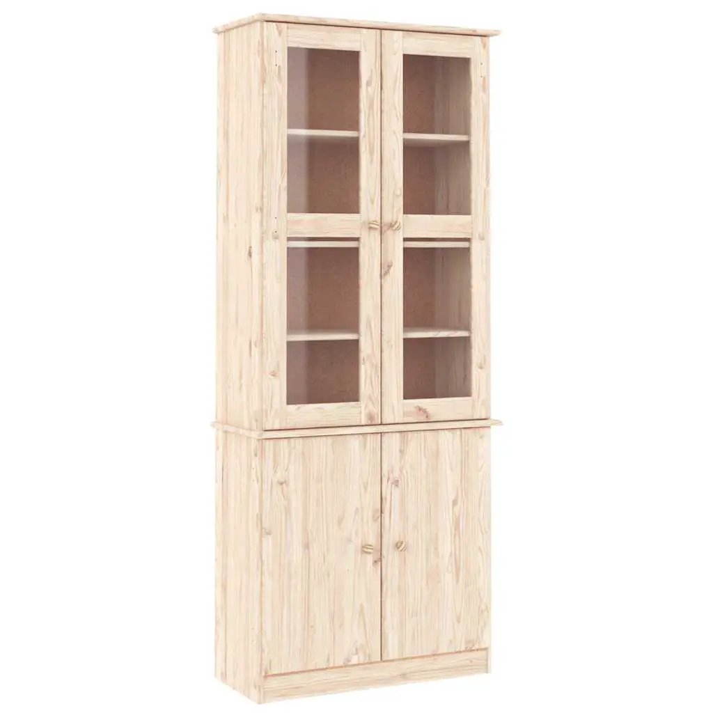 vidaXL vidaXL Glass Display Cabinet ALTA 77x35x186.5 cm Solid Wood Pine - Display Cabinet