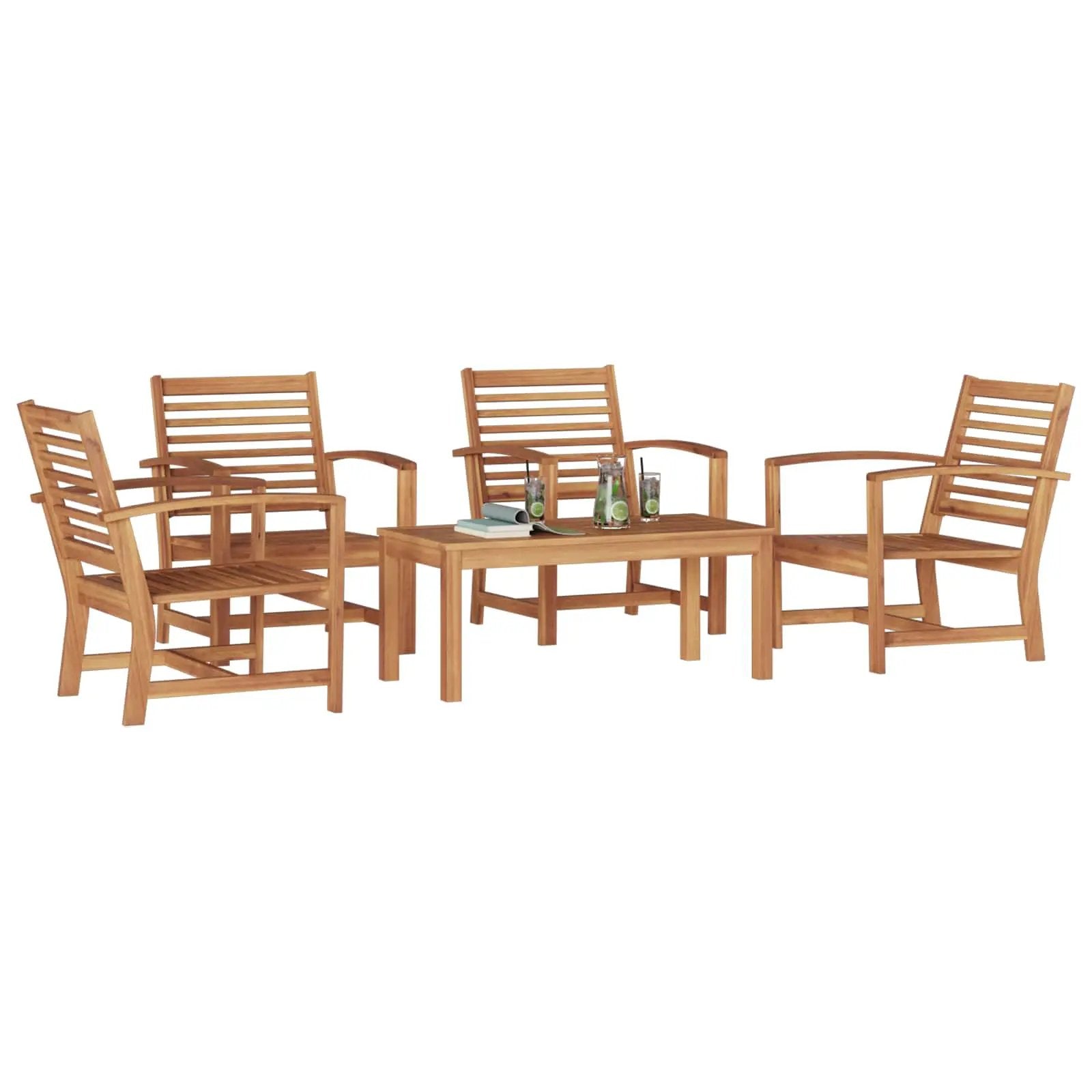 vidaXL vidaXL Garden Sofa Set 5 pcs Natural Solid Teak Wood - Garden Sofa Sets