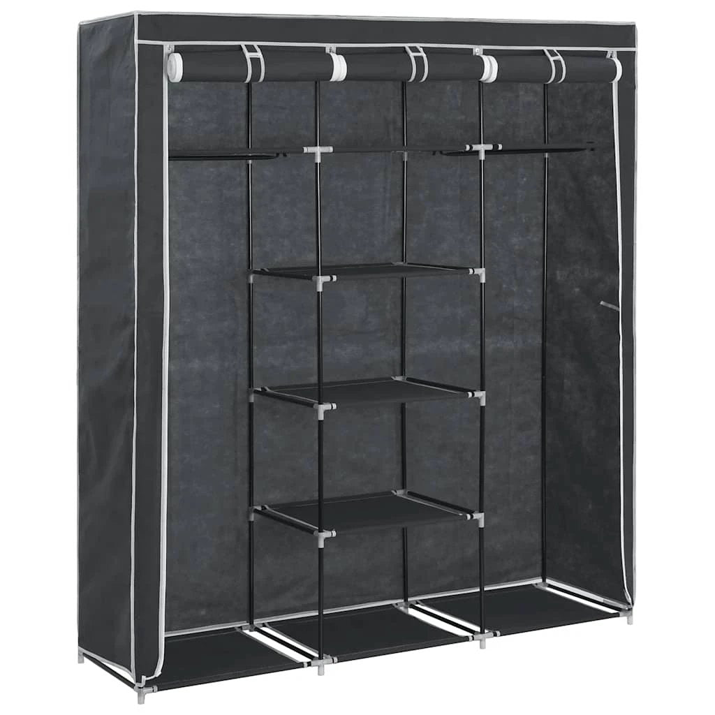 vidaXL vidaXL Wardrobe with Compartments and Rods Black 150x45x175 cm Fabric - Wardrobe