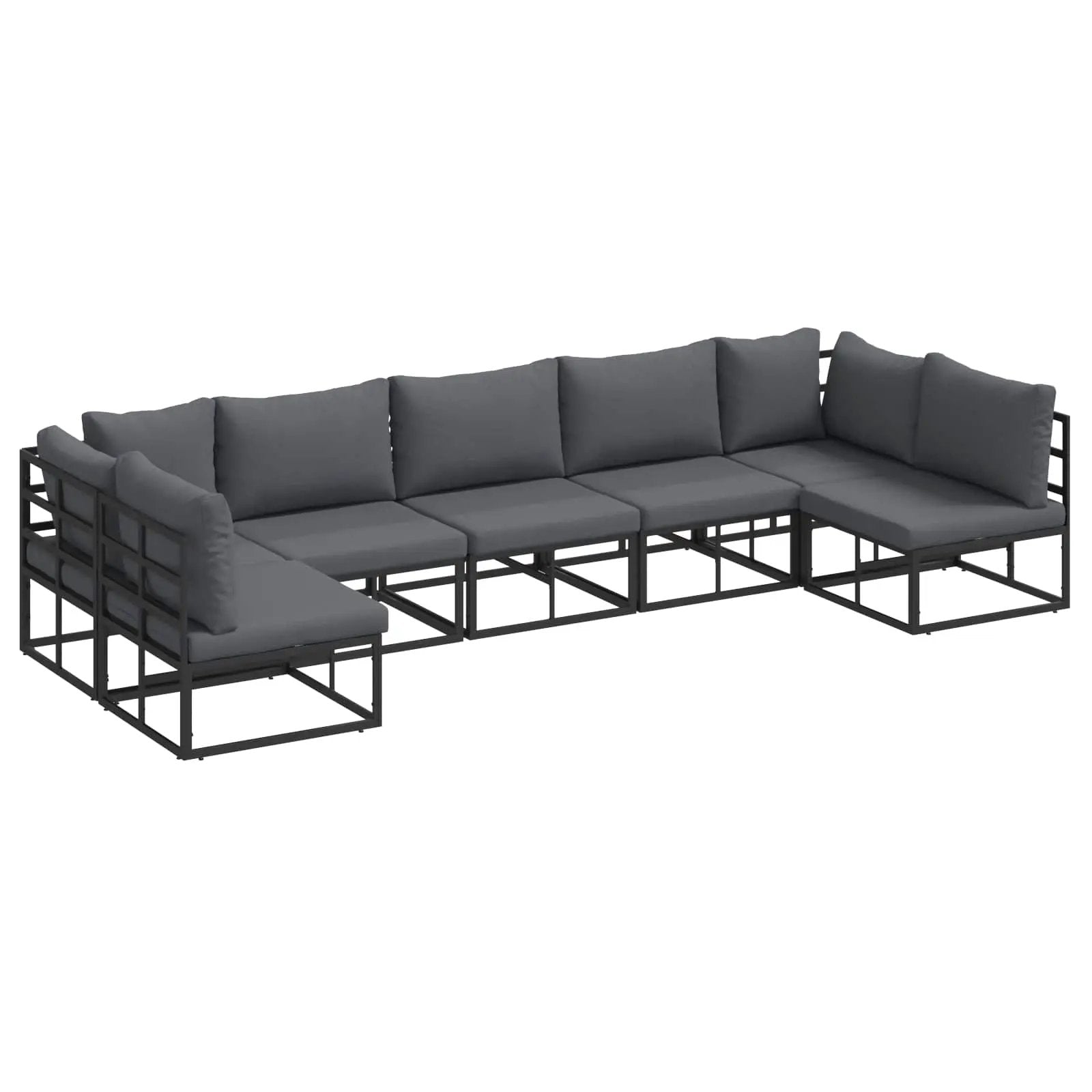 vidaXL vidaXL Garden Sofa Set with Cushion 7 pcs Black Aluminium - Garden Sofa Sets