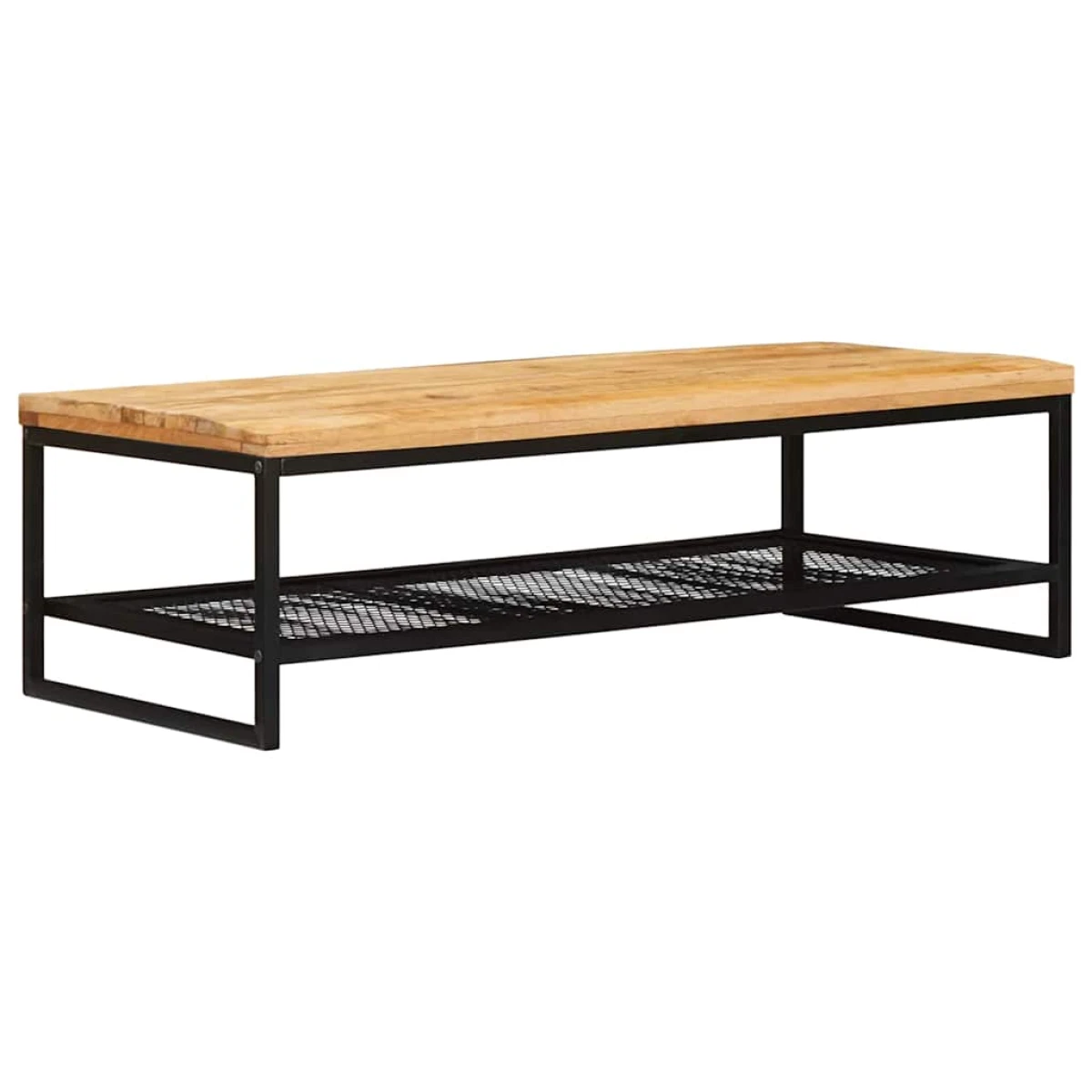 vidaXL vidaXL Coffee Table 110 x 55 x 35 cm Solid Mango Wood Industrial Frame With Mesh Shelf For Living Room - Coffee Table