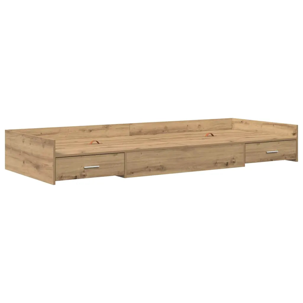 vidaXL Bed Frame with Drawer Artisan Oak 90 x 190 cm Engineered Wood - from vidaXL