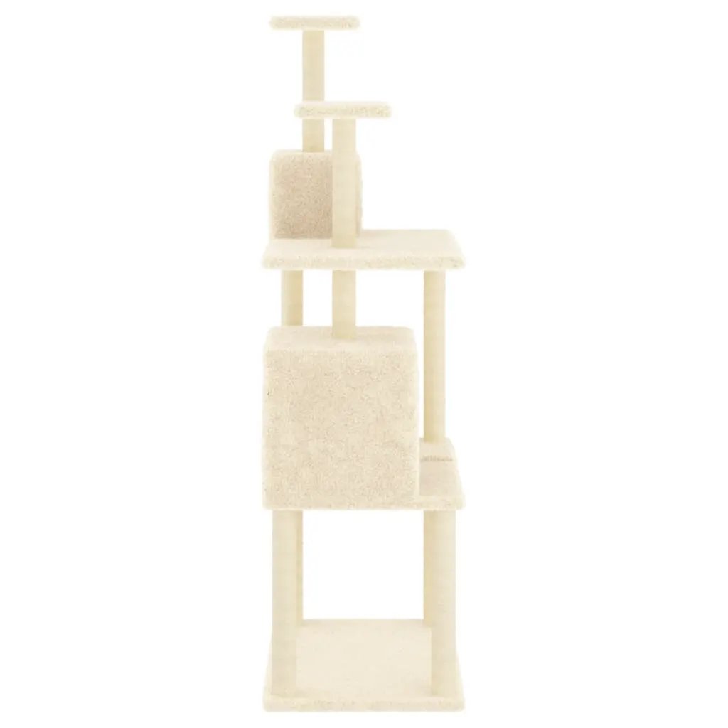 vidaXL vidaXL Cat Tree with Sisal Scratching Posts Cream 167 cm - Cat Tree