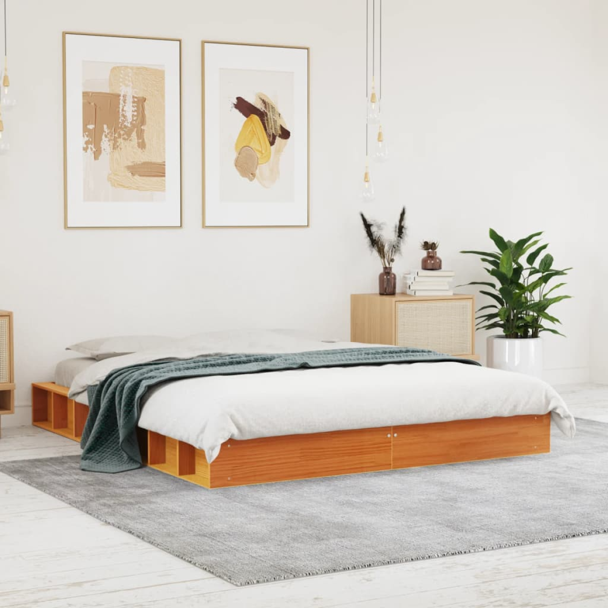 vidaXL Bed Frame without Mattress Wax Brown 160x200 cm Solid Wood Pine - from vidaXL