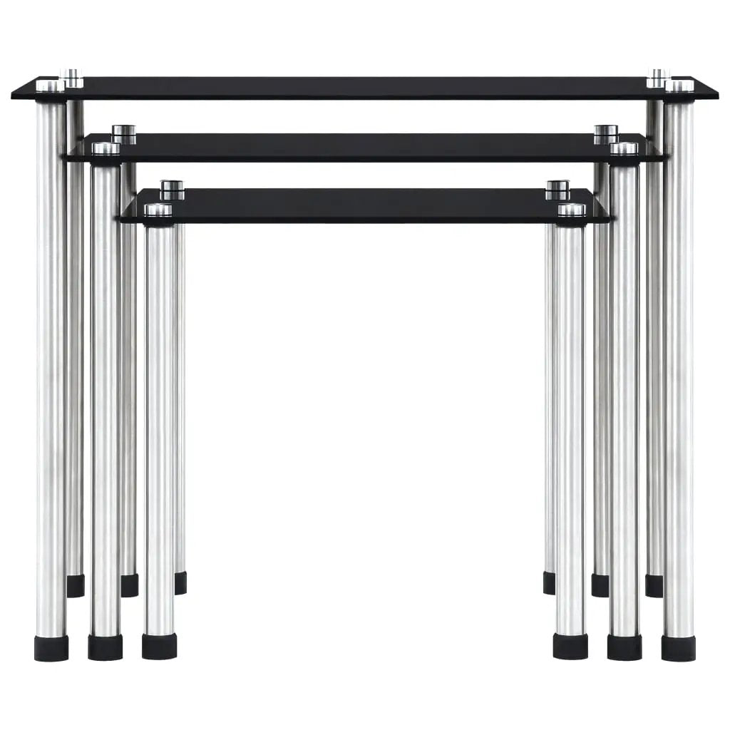 vidaXL vidaXL Nesting Tables 3 pcs Black Tempered Glass - Nest of Tables