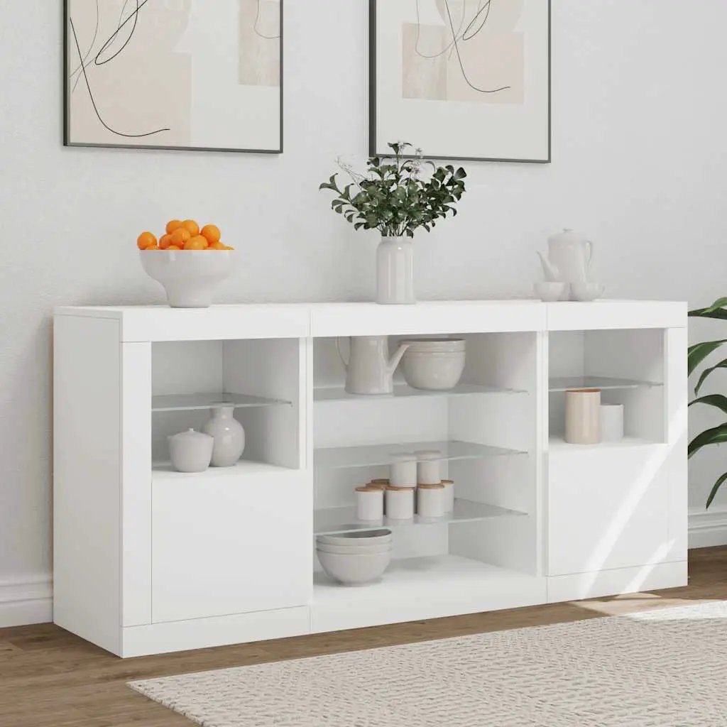 vidaXL vidaXL Sideboard with LED Lights White 142.5x37x67 cm - Sideboard