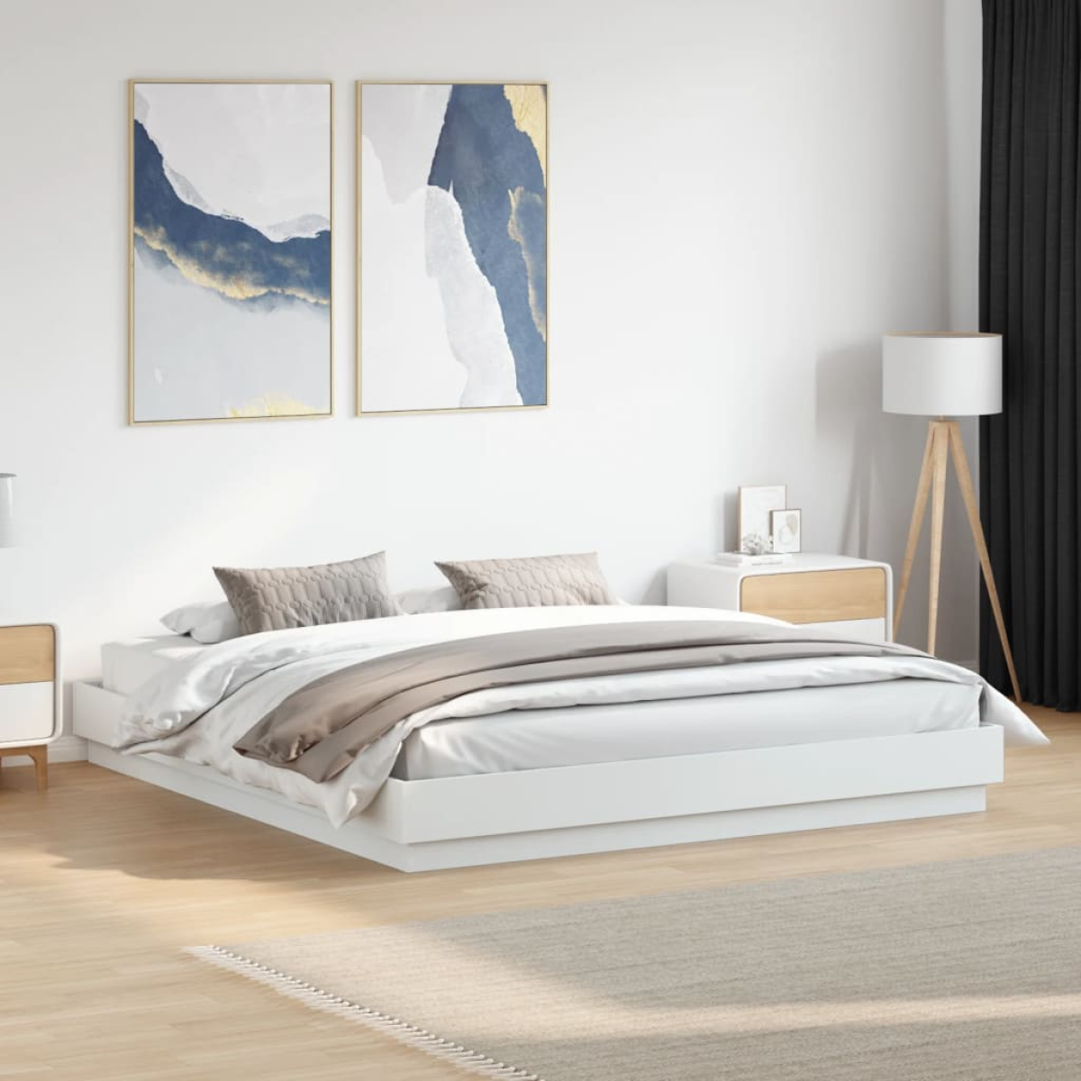 vidaXL Bed Frame | White | Engineered wood | 200x200 cm | Durable | Bed Frame - from vidaXL