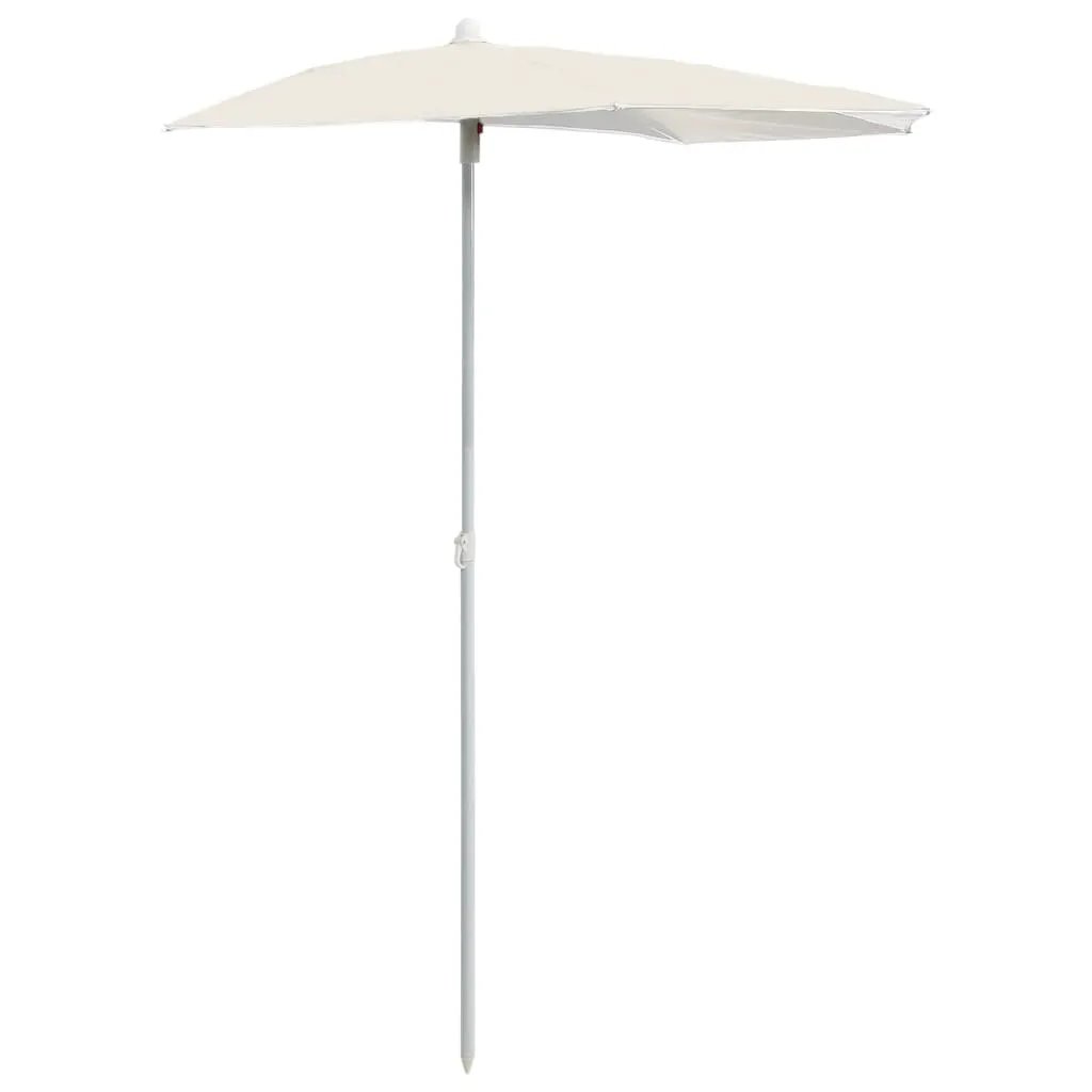vidaXL vidaXL Garden Half Parasol with Pole 180x90 cm Sand - Parasol