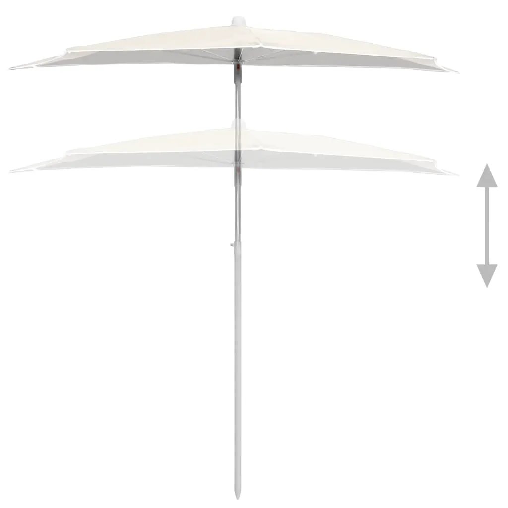 vidaXL vidaXL Garden Half Parasol with Pole 180x90 cm Sand - Parasol