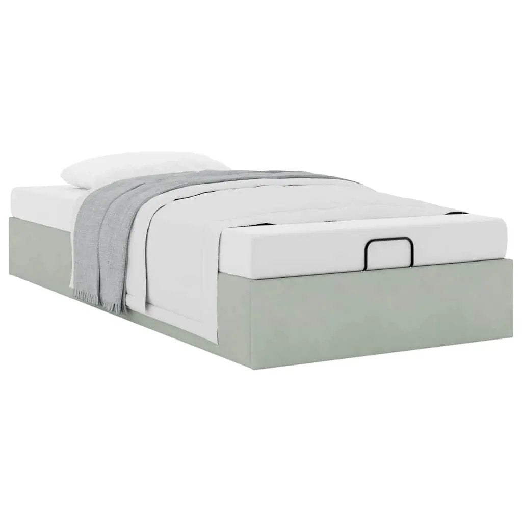 vidaXL vidaXL Ottoman Bed Frame No Mattress Light Grey Single Velvet - Bed Frames