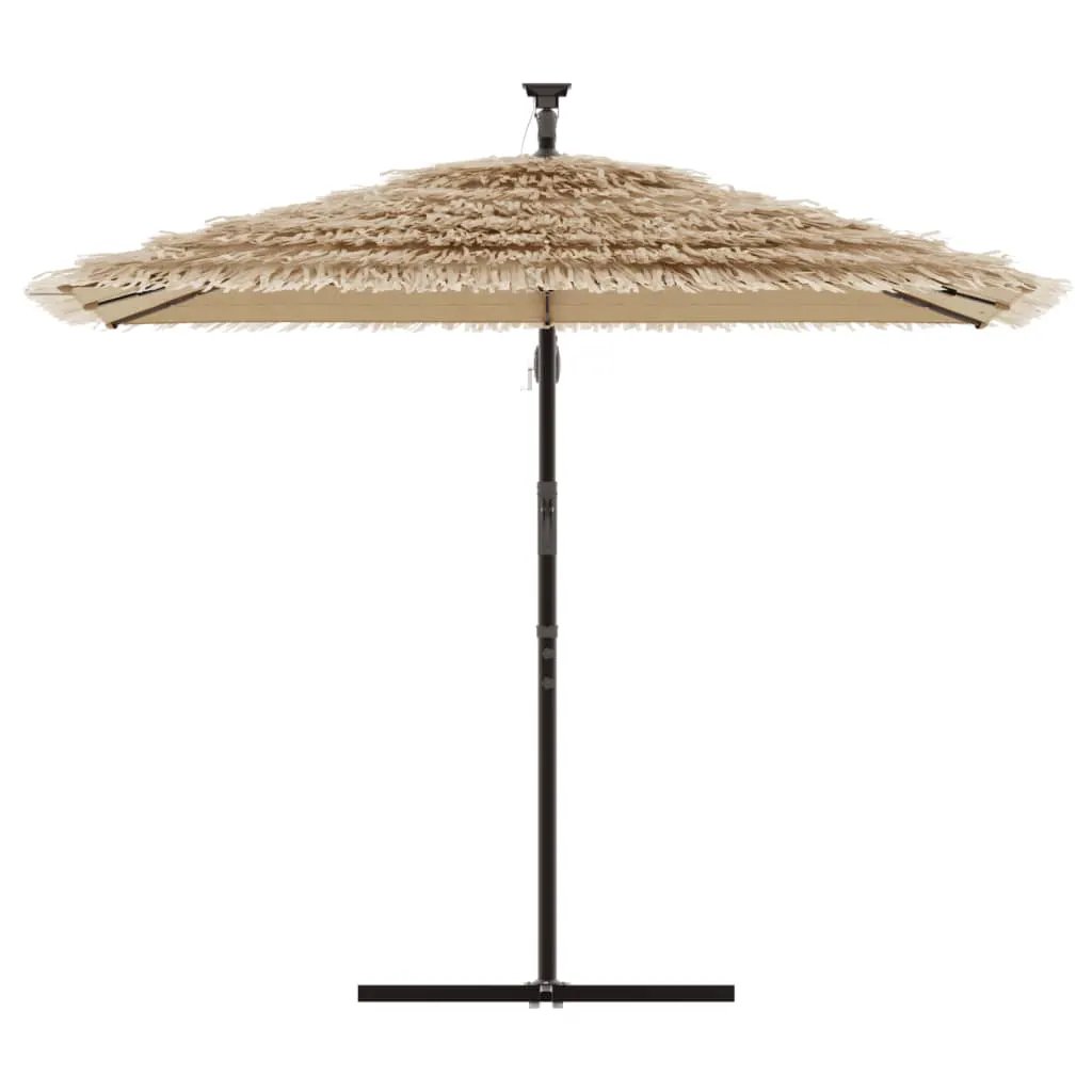 vidaXL vidaXL Garden Parasol with LEDs and Steel Pole Brown 246x246x230 cm - Parasol
