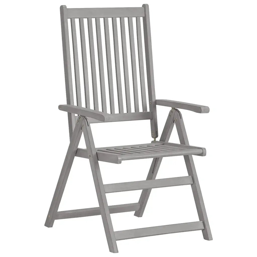 vidaXL vidaXL Garden Reclining Chairs 2 pcs Grey Solid Acacia Wood - Folding Chairs