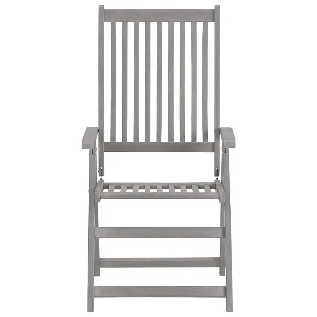 vidaXL vidaXL Garden Reclining Chairs 2 pcs Grey Solid Acacia Wood - Folding Chairs