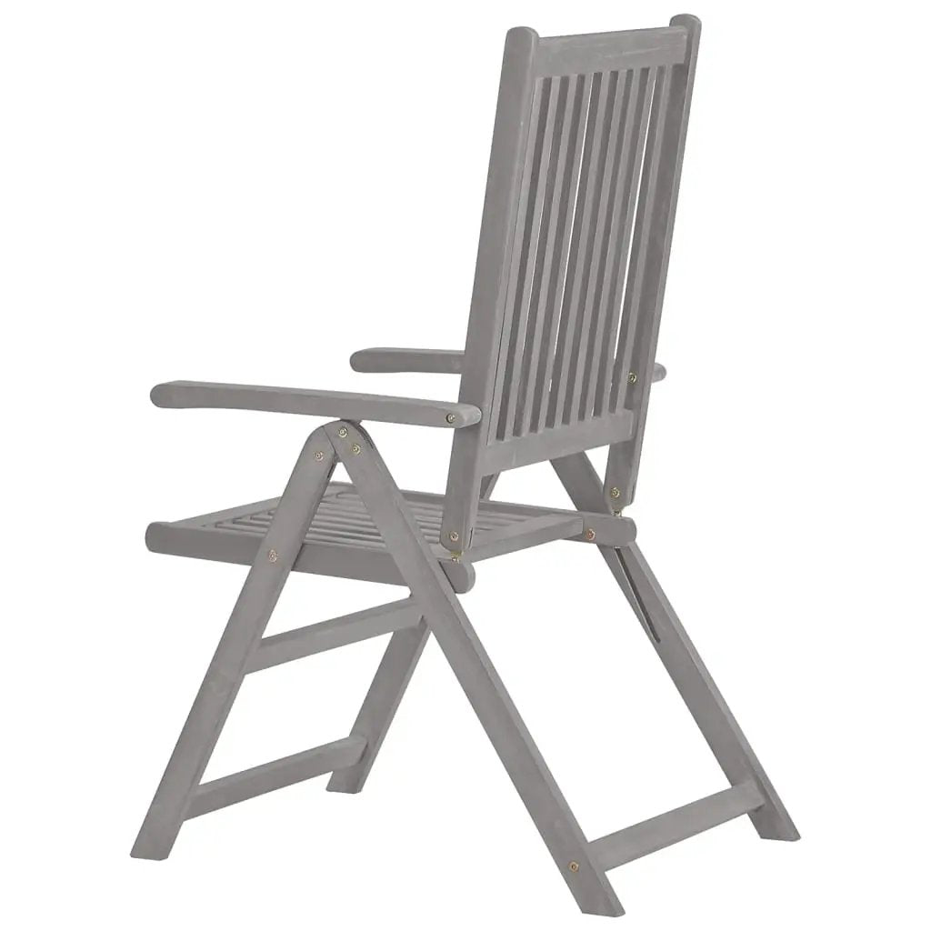 vidaXL vidaXL Garden Reclining Chairs 2 pcs Grey Solid Acacia Wood - Folding Chairs