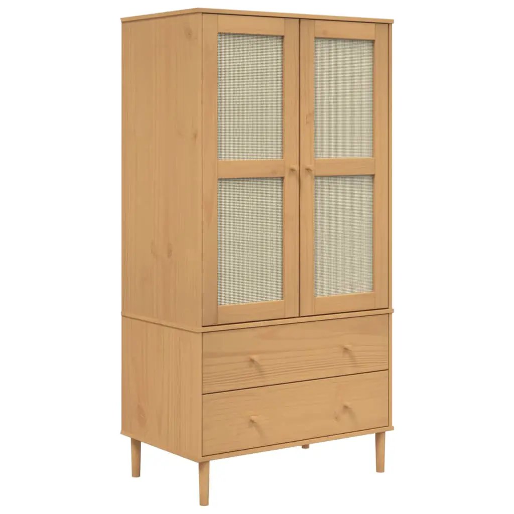 vidaXL vidaXL Wardrobe SENJA Rattan Look Brown 90x55x175 cm Solid Wood Pine - Wardrobe