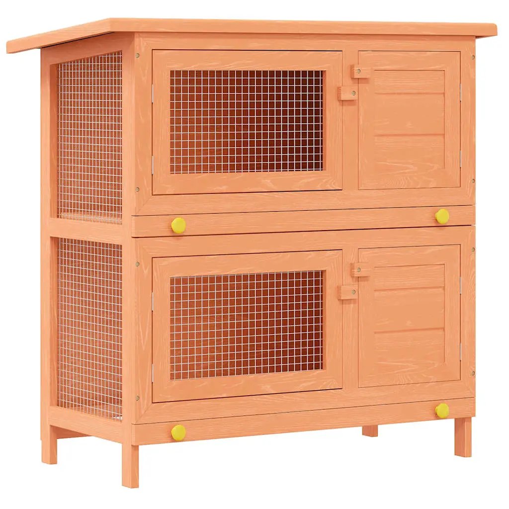 vidaXL Outdoor Rabbit Hutch Small Animal House Pet Cage 4 Doors Wood - from vidaXL