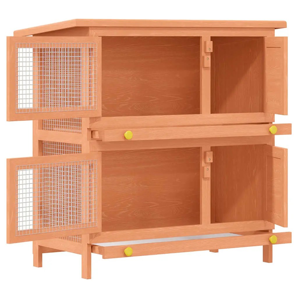 vidaXL Outdoor Rabbit Hutch Small Animal House Pet Cage 4 Doors Wood - from vidaXL