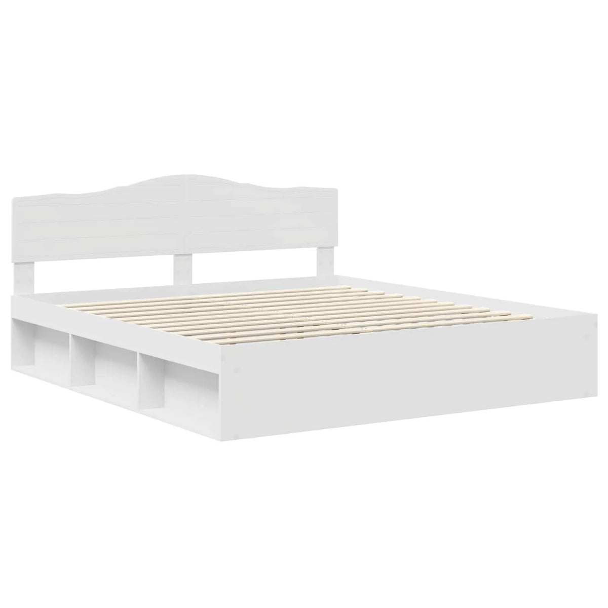 vidaXL Bed Frame with Headboard White 200 x 200 cm Solid Pine Wood - from vidaXL