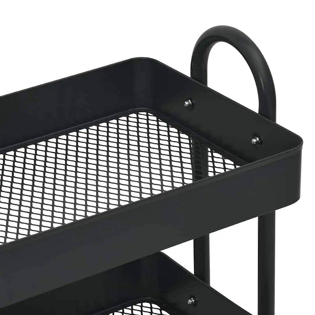 vidaXL 3-Tier Trolley Black 43x34x79 cm Steel - from vidaXL