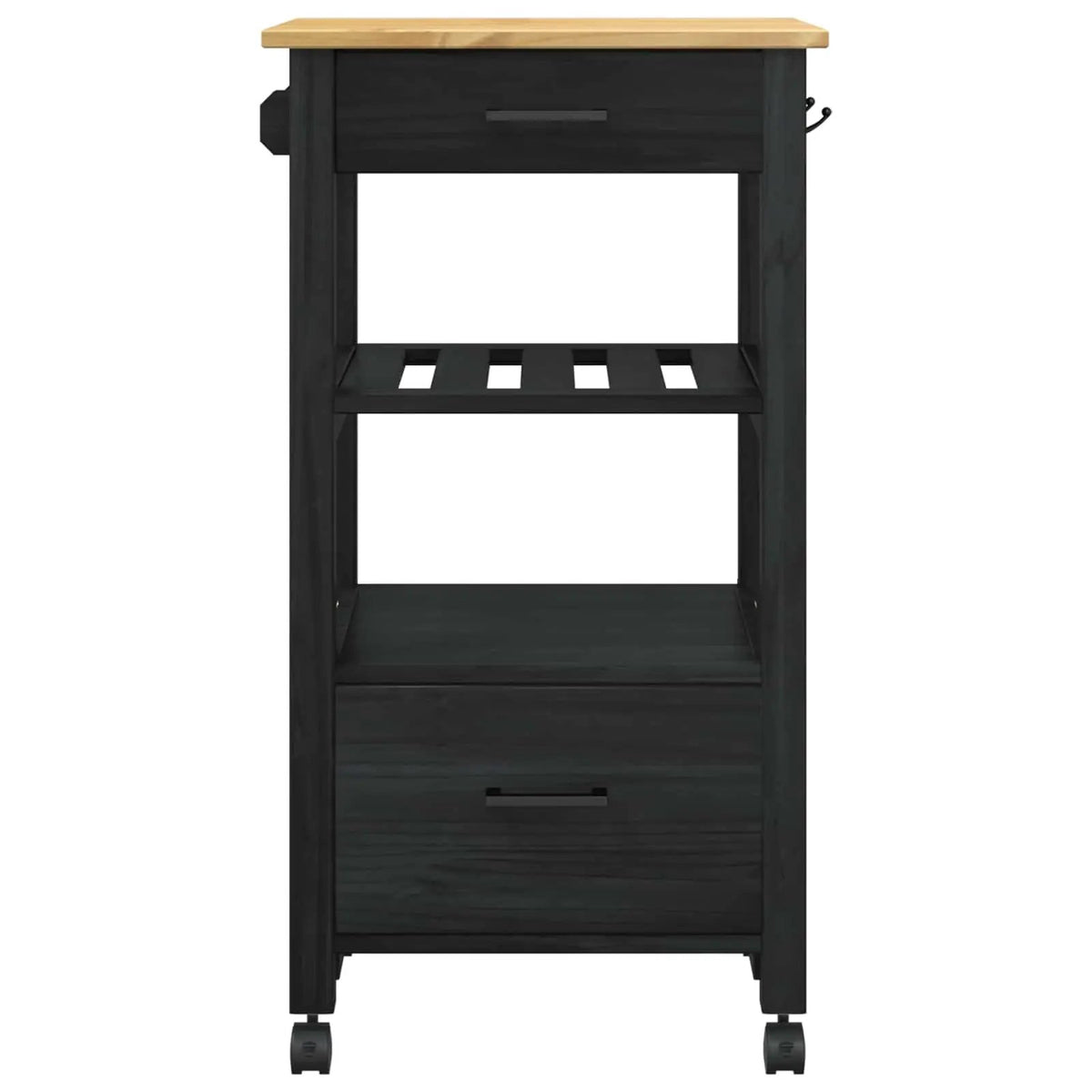 vidaXL Kitchen Trolley MONZA Black 48 x 40 x 88.5 cm Solid Pine Wood - from vidaXL
