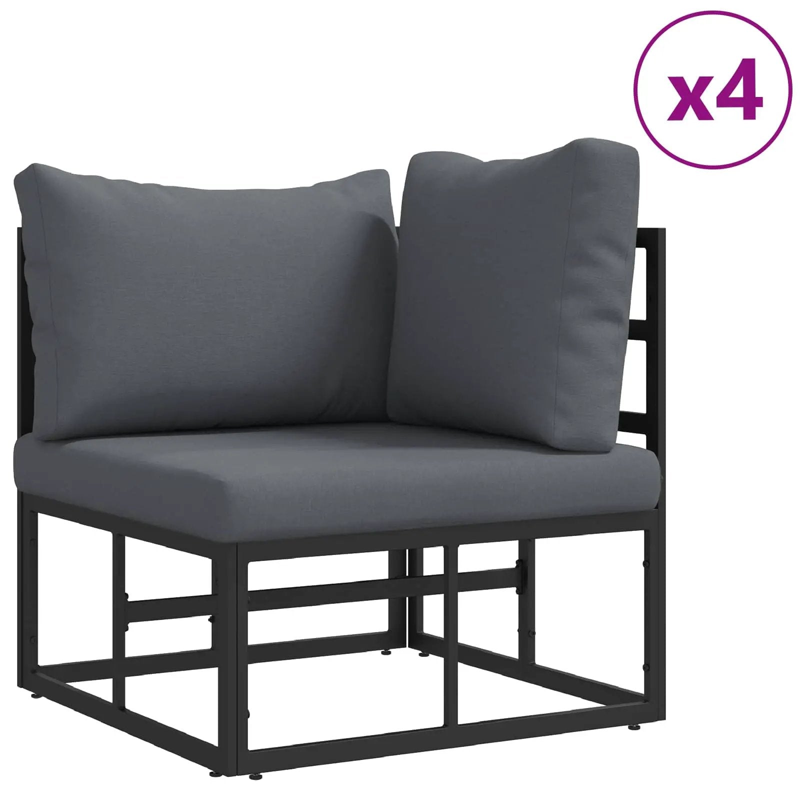 vidaXL vidaXL Garden Sofa Set with Cushion 7 pcs Black Aluminium - Garden Sofa Sets