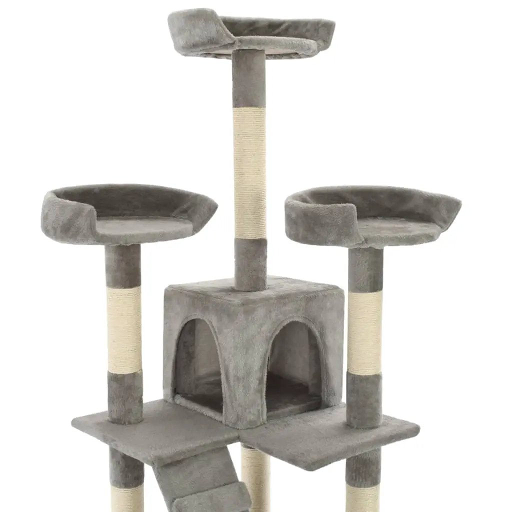 vidaXL vidaXL Cat Tree with Sisal Scratching Posts 170 cm Grey - Cat Tree