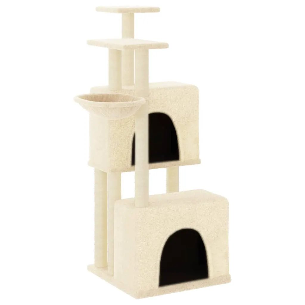 vidaXL vidaXL Cat Tree with Sisal Scratching Posts Cream 122 cm - Cat Tree