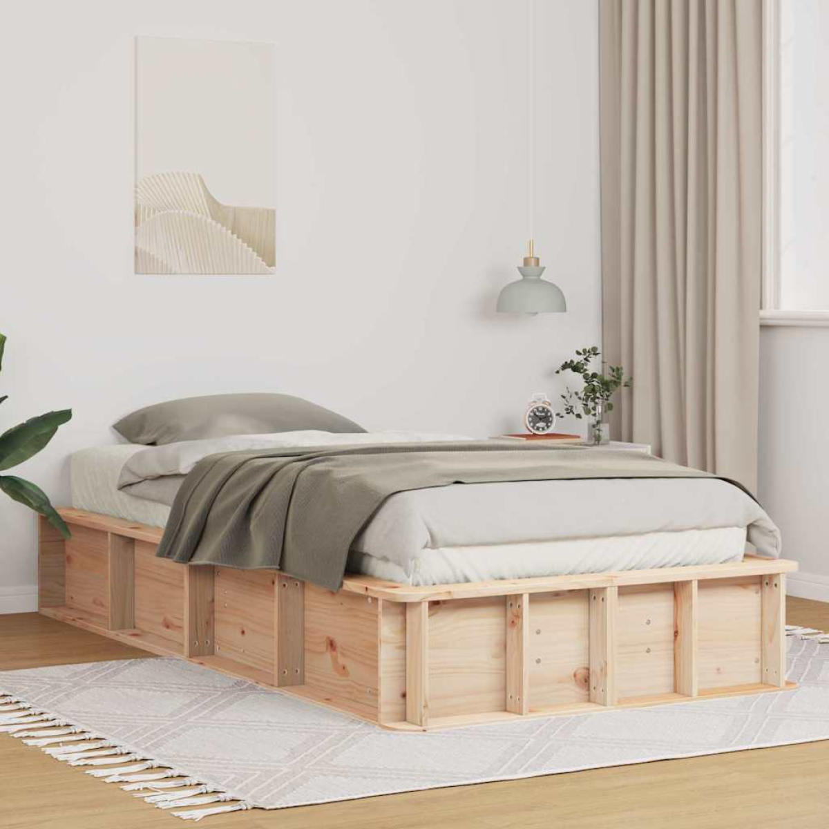 vidaXL Bed Frame Wax Brown 75 x 190 cm Solid Pine Wood - from vidaXL