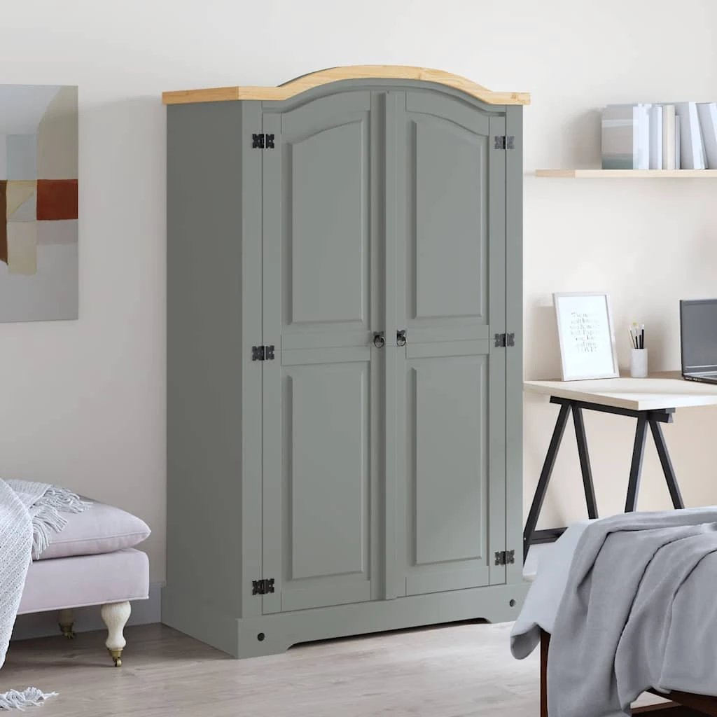 vidaXL vidaXL Wardrobe Mexican Pine Corona Range 2 Doors Grey - Wardrobe