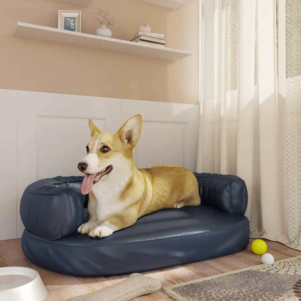 vidaXL Dog Bed | Dark Blue | Faux Leather | Medium | Dog Bed | Rectangular - from vidaXL