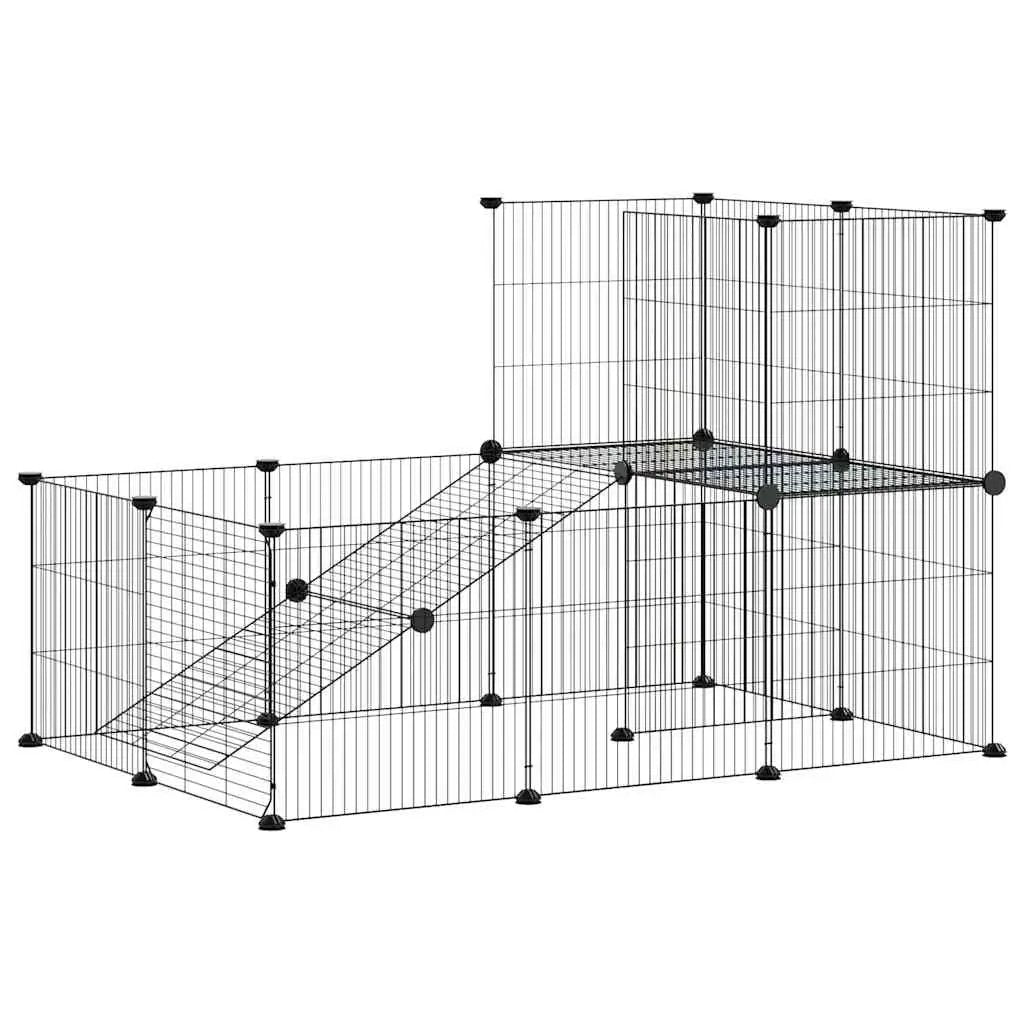 vidaXL Pet Cage | Black | Powder-coated steel | Medium | Expandable | Cage - from vidaXL