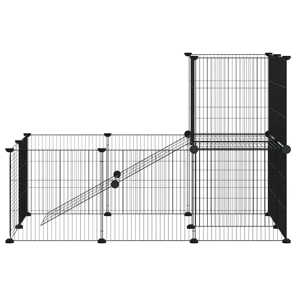 vidaXL Pet Cage | Black | Powder-coated steel | Medium | Expandable | Cage - from vidaXL