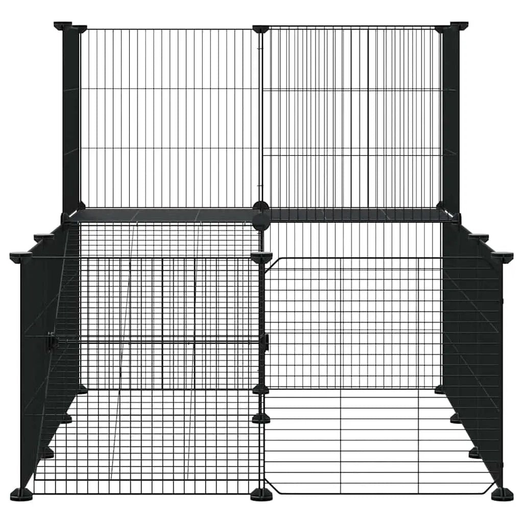 vidaXL Pet Cage | Black | Powder-coated steel | Medium | Expandable | Cage - from vidaXL
