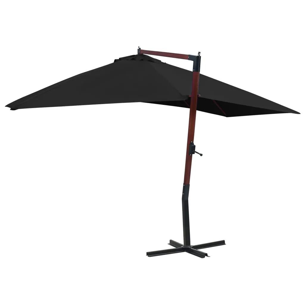 vidaXL vidaXL Hanging Garden Parasol with Wooden Pole 400x300 cm Black - Parasol