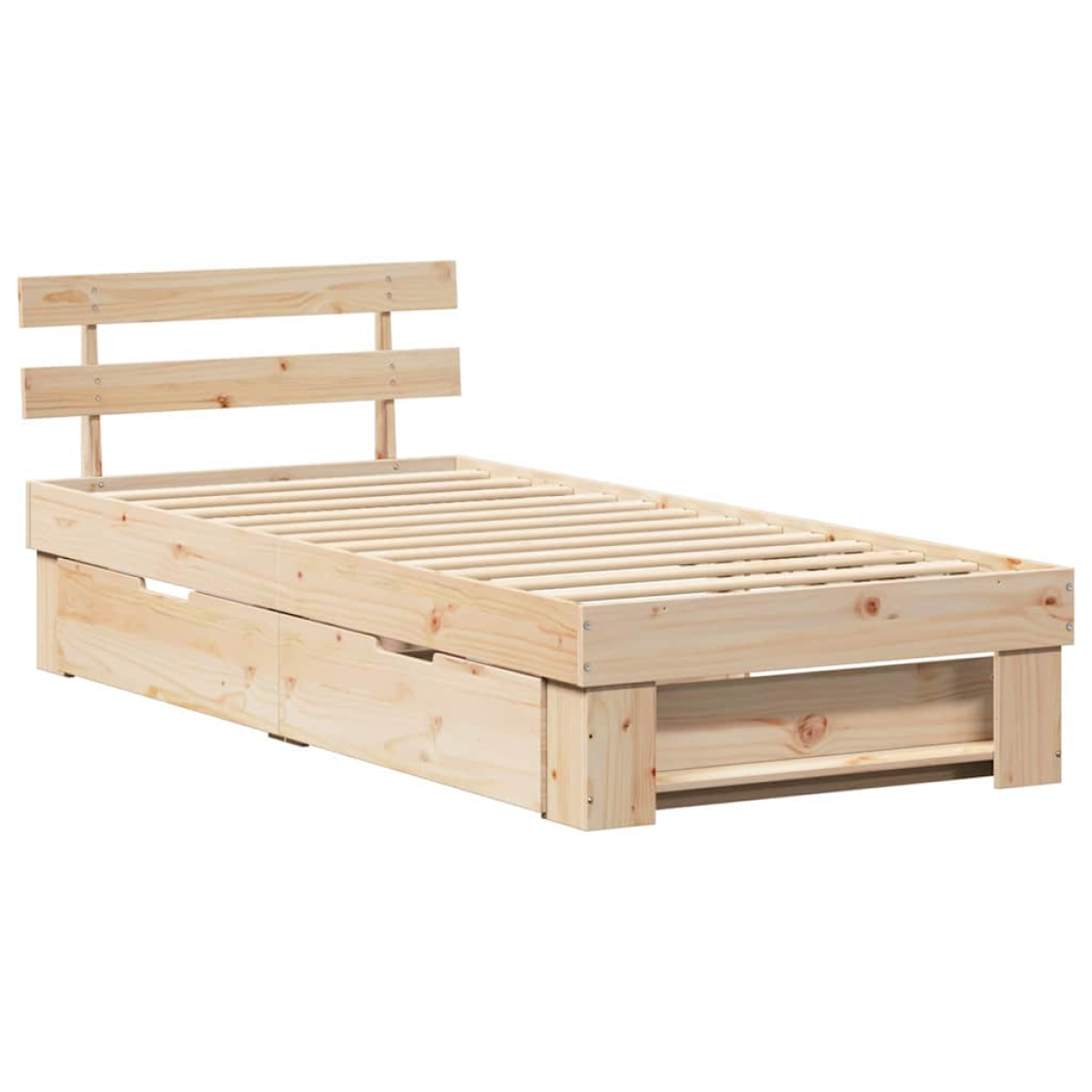 vidaXL Bed Frame with Headboard Natural 100 x 200 cm Solid Pine Wood - from vidaXL