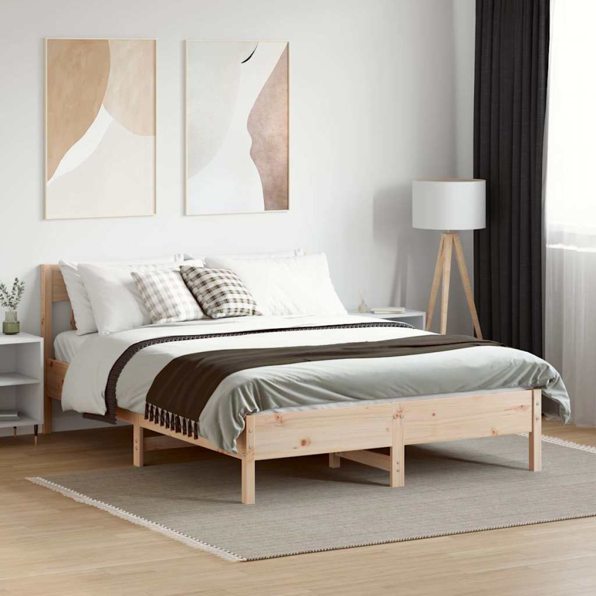 vidaXL Bed Frame without Mattress 150x200 cm King Size Solid Wood Pine - from vidaXL