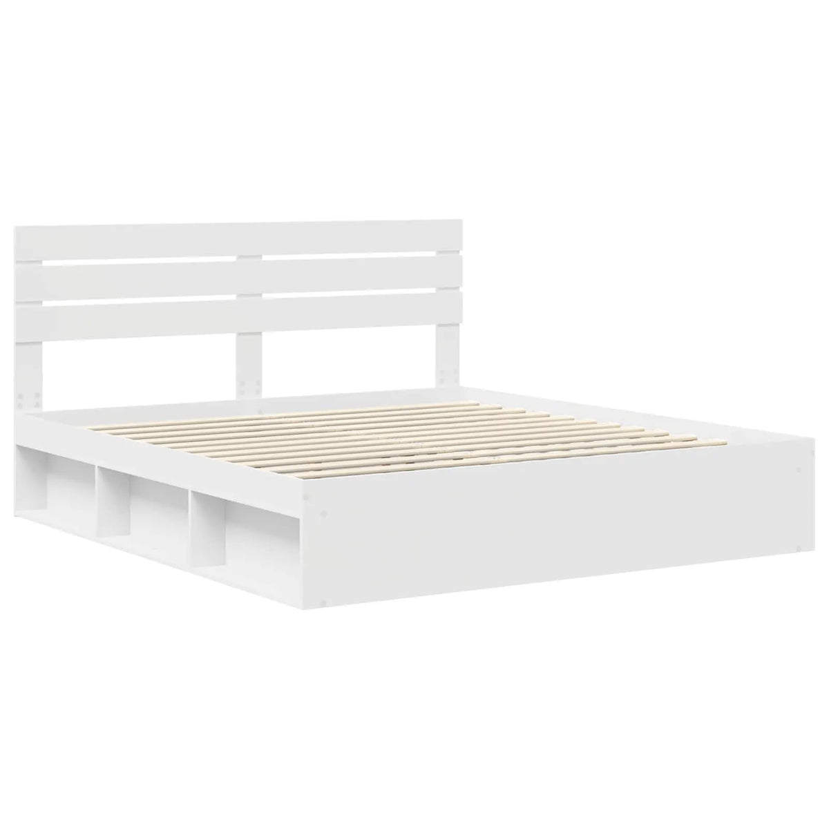 vidaXL Bed Frame with Headboard White 200 x 200 cm Solid Pine Wood - from vidaXL