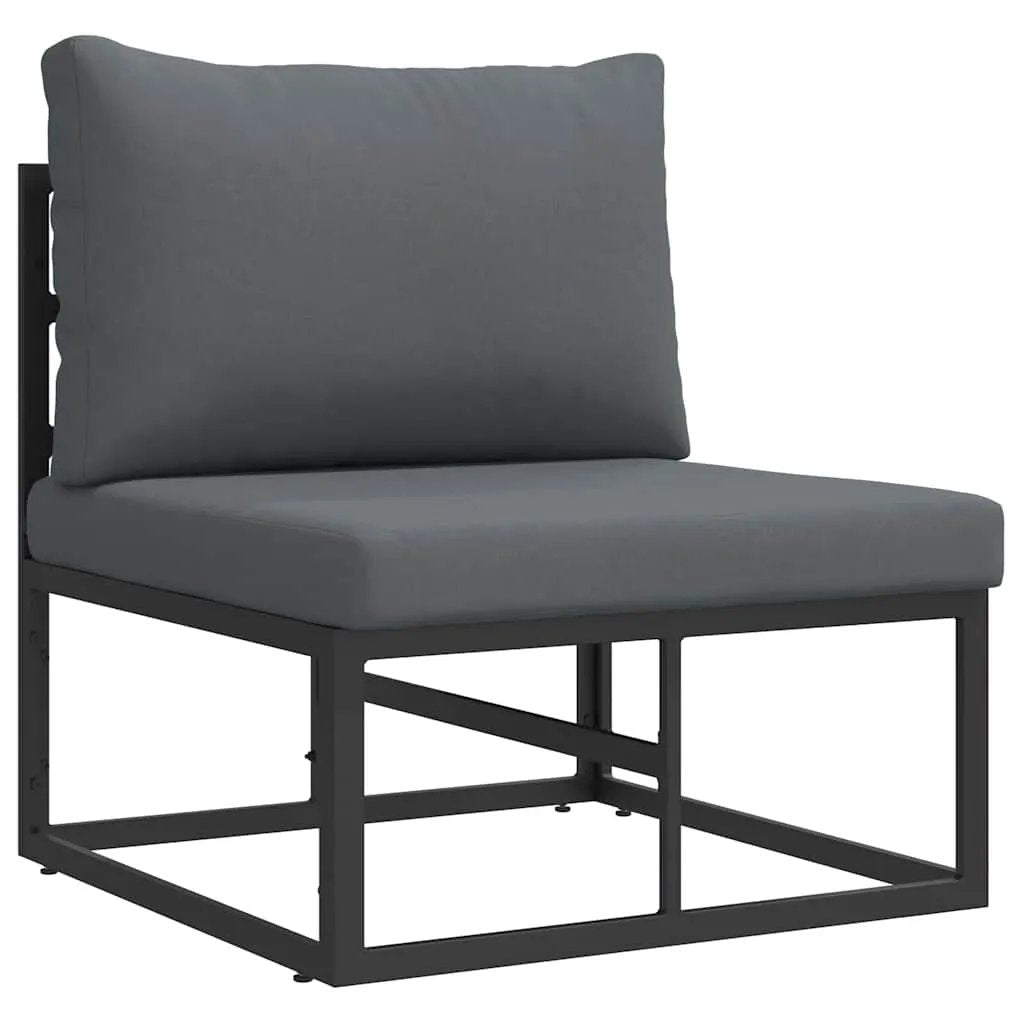 vidaXL vidaXL Garden Sofa Set with Cushion 5 pcs Black Aluminium - Garden Sofa Sets