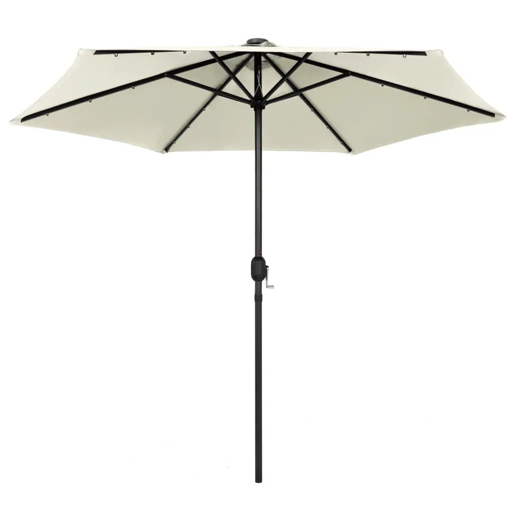 vidaXL vidaXL Garden Parasol with LED Lights and Aluminium Pole 270 cm Sand White - Parasol