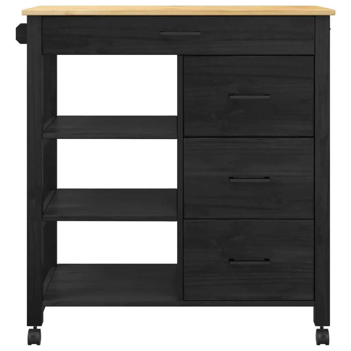 vidaXL Kitchen Trolley MONZA Black 84 x 40 x 88.5 cm Solid Pine Wood - from vidaXL
